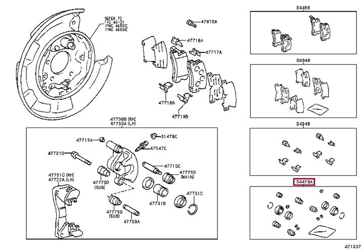Toyota 04479-33061 Ремкомплект суппорта 0447933061: Отличная цена - Купить в Украине на EXIST.UA! 0447933061 Toyota Ремкомплект суппорта