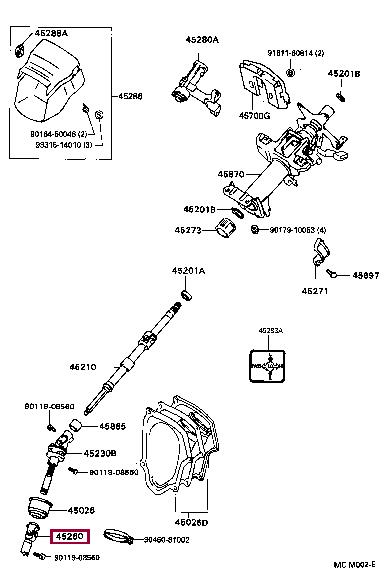 4526033040 Toyota Вал рульового керування