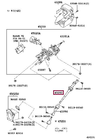 4526050080 Toyota Вал рулевого управления