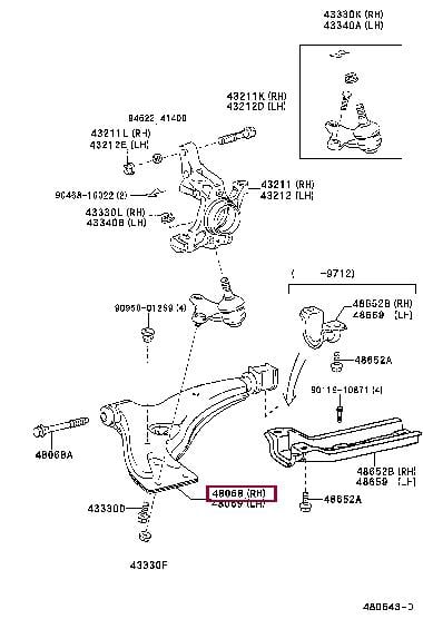 Toyota 48068-10120 Рычаг подвески 4806810120: Отличная цена - Купить в Украине на EXIST.UA! 4806810120 Toyota Рычаг подвески