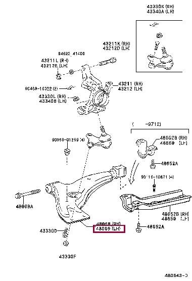 Toyota 48069-10100 Рычаг подвески 4806910100: Отличная цена - Купить в Украине на EXIST.UA! 4806910100 Toyota Рычаг подвески