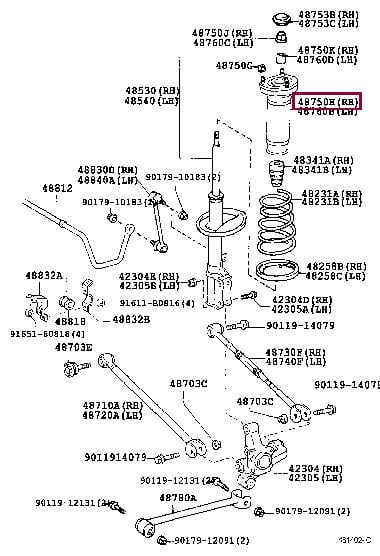 Toyota 48750-33120 Опора стойки амортизатора 4875033120: Отличная цена - Купить в Украине на EXIST.UA! 4875033120 Toyota Опора стойки амортизатора