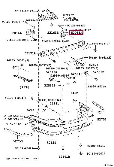 5201505010 Toyota Кронштенй бампера заднего правый