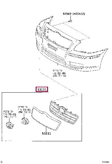 Toyota 53100-05060-A0 Grille sub-assy, radiator 5310005060A0: Отличная цена - Купить в Украине на EXIST.UA! 5310005060A0 Toyota Grille sub-assy, radiator