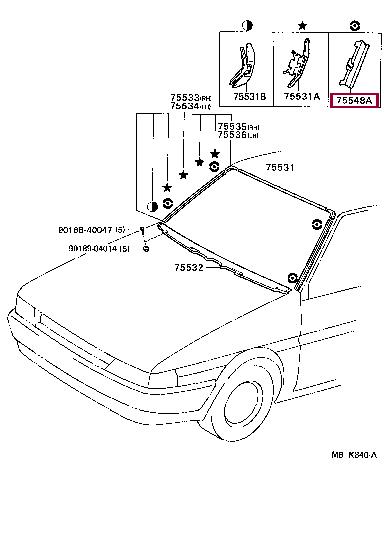 Клипса молдинга Toyota 75548-16030