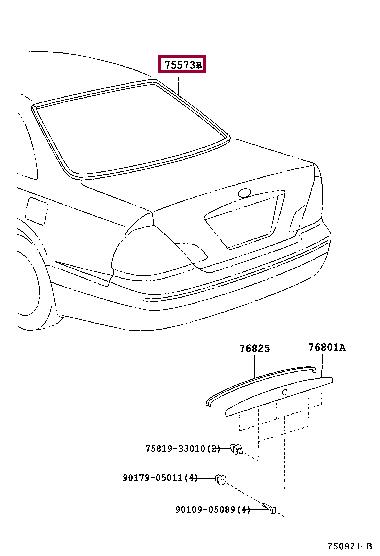 7557133070 Toyota Молдинг заднього скла