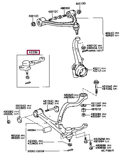 Опора кульова Toyota Aristo (Тойота Арісто): 4333039329 Toyota Кульова опора