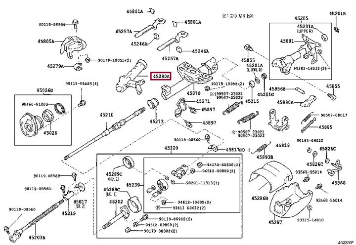 4528060580 Toyota Верхнее крепление рулевой колонки в сборе