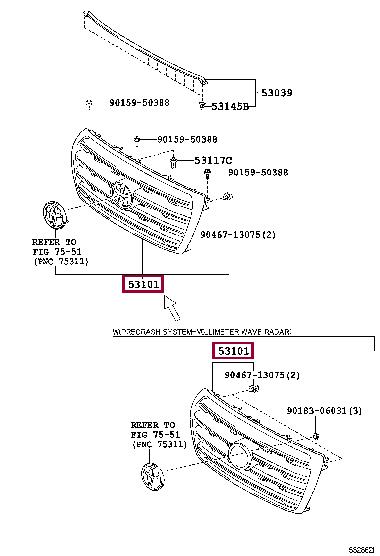 5310160A30 Toyota Решітка радіатора