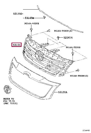 531110K670 Toyota Решітка радіатора