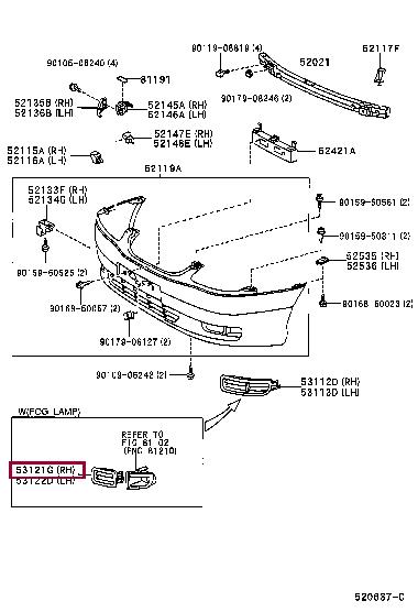 Заглушка фары противотуманной Toyota 53121-05020