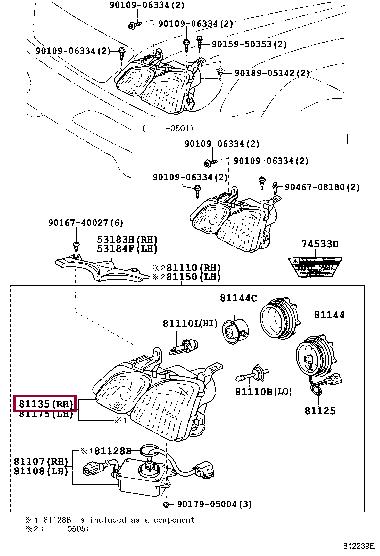 811456A251 Toyota Фара основна права
