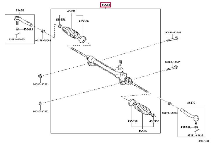 4551006011 Toyota Рулевая рейка без ГУР