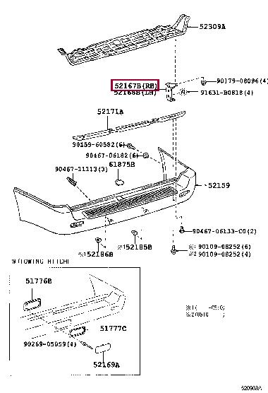 5216760030 Toyota Кронштейн заднего бампера, rh