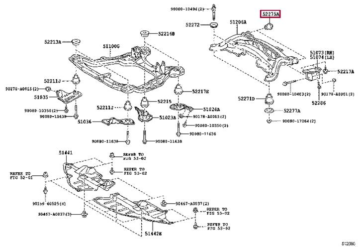 Toyota 52275-0E010 Подушка задняя 522750E010: Приваблива ціна - Купити в Україні на EXIST.UA! 522750E010 Toyota Подушка задняя