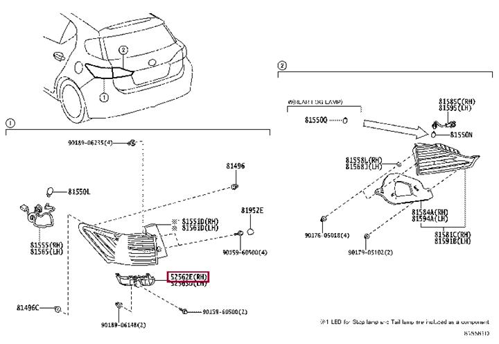 5256276010 Toyota Крепеж бампера заднего правый