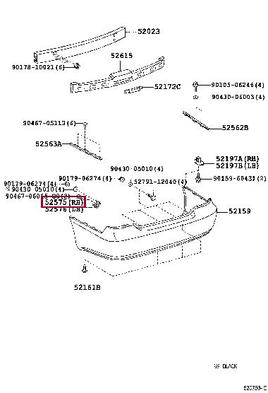 5257533090 Toyota Кронштейн заднего бампера