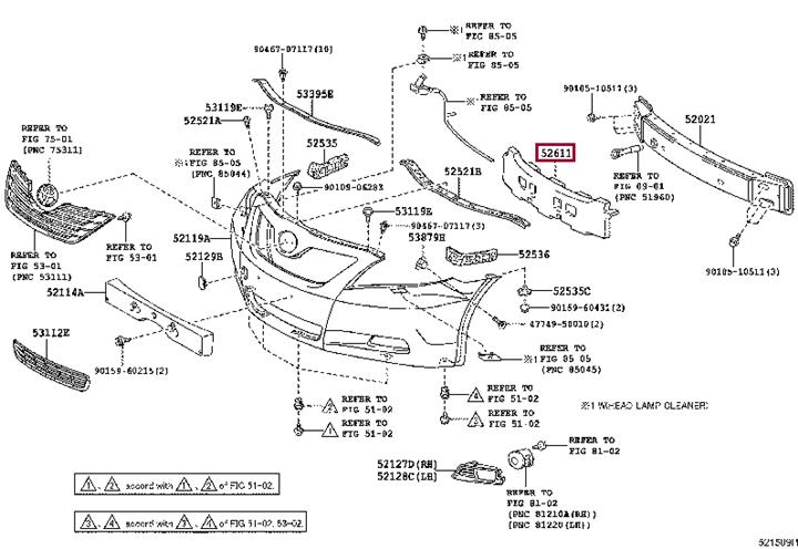5261133140 Toyota Абсорбер (наполнитель) бампера переднего