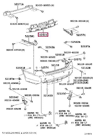 5261530261 Toyota Наполнитель заднего бампера