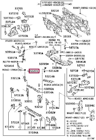 Toyota 53201-05901 Support sub-assy, radiator 5320105901: Отличная цена - Купить в Украине на EXIST.UA! 5320105901 Toyota Support sub-assy, radiator