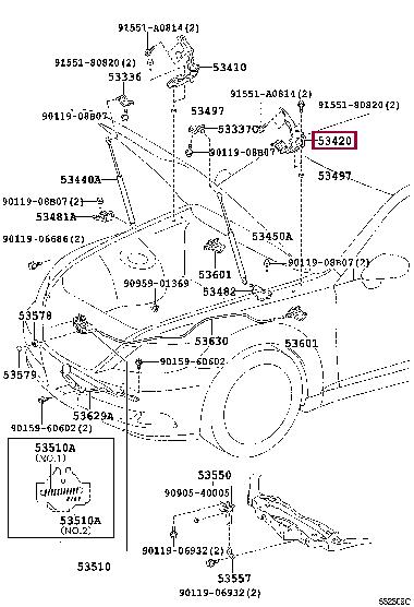 5342050080 Toyota Петля капота левая