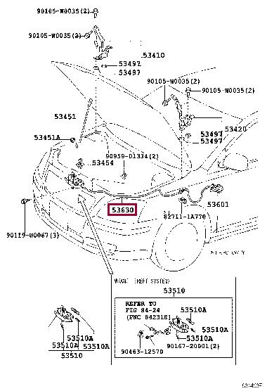 5363020640 Toyota Трос(тяга) капота