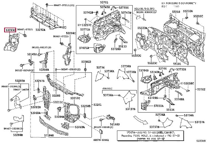 5329360160 Toyota Дефлектор радиатора правый
