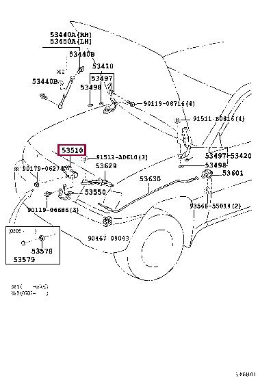 5351060210 Toyota Замок капота