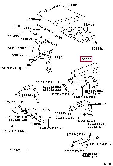 5381260A10 Toyota Крыло переднее левое