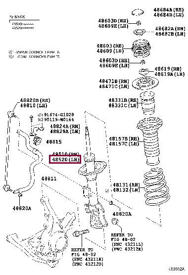 Toyota 48520-0D171 Амортизатор підвіски передній лівий 485200D171: Приваблива ціна - Купити в Україні на EXIST.UA!