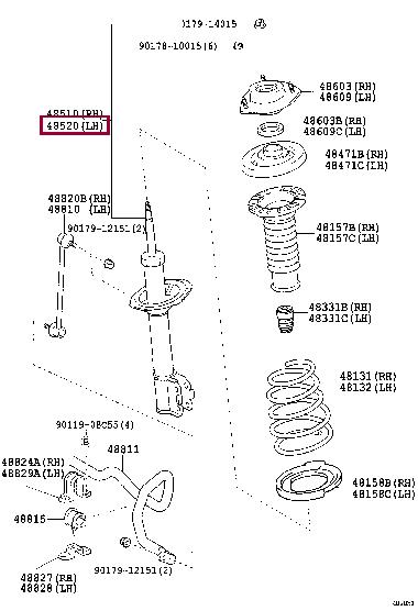 Toyota 48520-80020 Амортизатор подвески передний левый 4852080020: Отличная цена - Купить в Украине на EXIST.UA! 4852080020 Toyota Амортизатор подвески передний левый