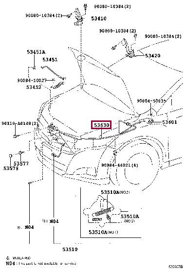 536300T010 Toyota Трос замка капота