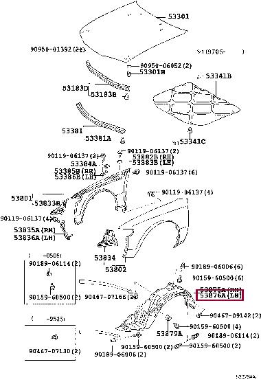 5387612220 Toyota Підкрилок передній лівий