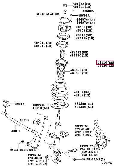 4851080645 Toyota Амортизатор подвески передний правый
