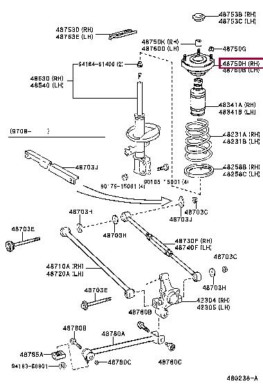 Toyota 48750-20150 Опора стойки амортизатора 4875020150: Отличная цена - Купить в Украине на EXIST.UA! 4875020150 Toyota Опора стойки амортизатора