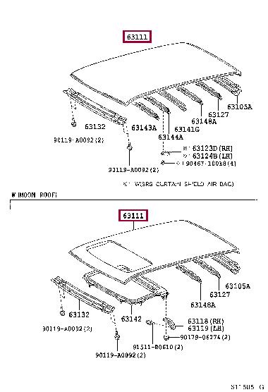 6311102170 Toyota Крыша