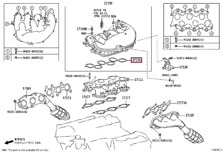 Toyota 17176-31060 Прокладка впускного коллектора 1717631060: Отличная цена - Купить в Украине на EXIST.UA! 1717631060 Toyota Прокладка впускного коллектора