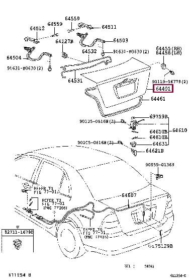 6440112A10 Toyota Крышка багажника