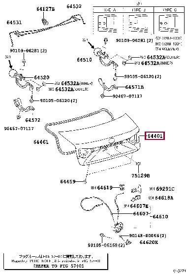 6440133650 Toyota Крышка багажника