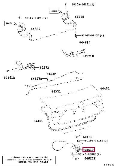 6460053080 Toyota Замок крышки багажника