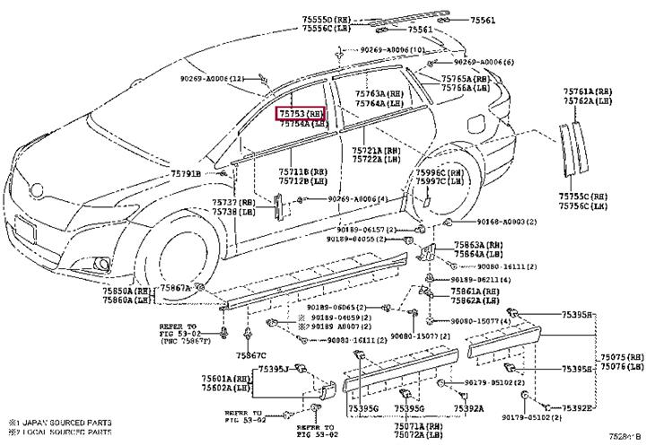 757530T010 Toyota Молдинг кузова