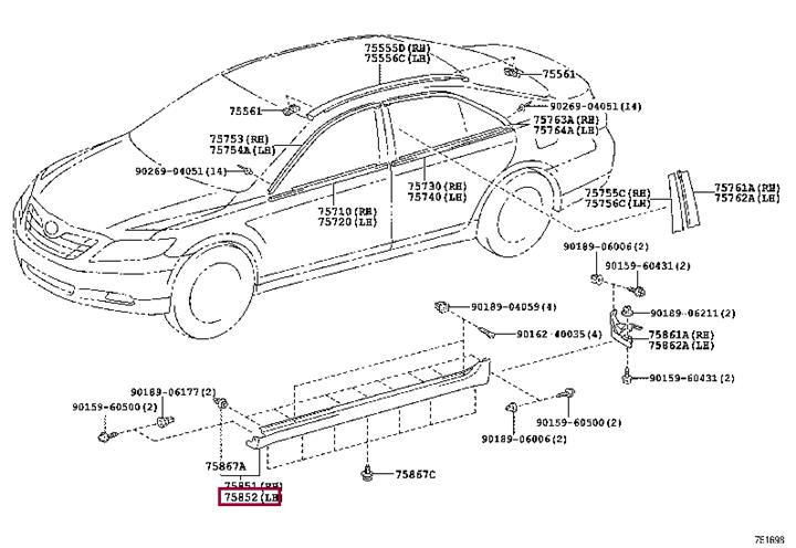 7586033030C0 Toyota Накладка порога кузова