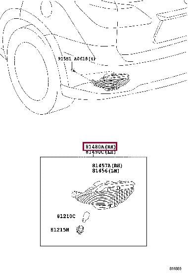 Toyota 81480-48020 Фара противотуманная 8148048020: Отличная цена - Купить в Украине на EXIST.UA! 8148048020 Toyota Фара противотуманная