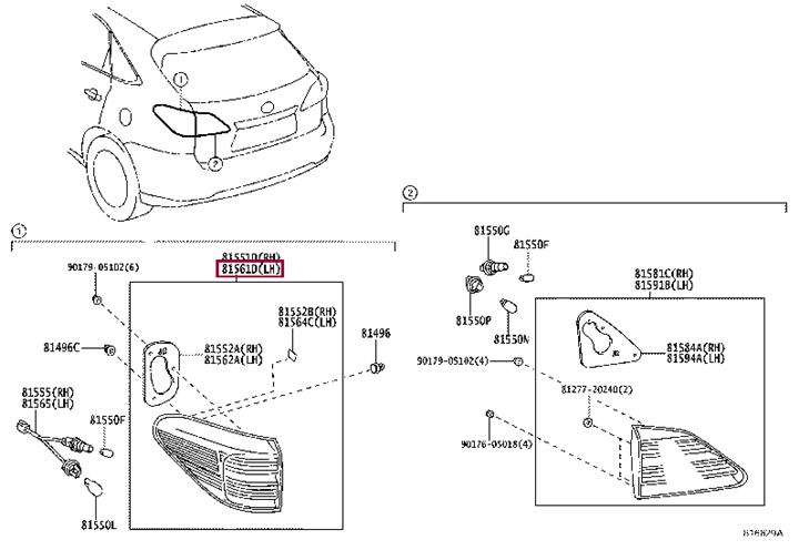 8156148310 Toyota Фонарь задний внешний левый