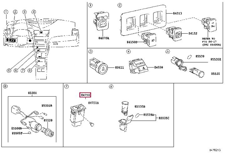 8475133050 Toyota Кнопка обогрева сидения