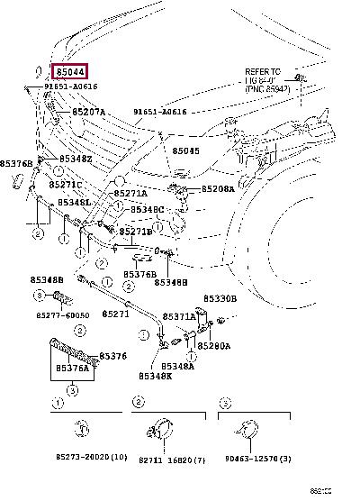 8504460130C0 Toyota Форсунка омывателя