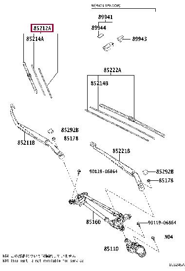 Toyota 85212-78010 Щітка склоочисника 8521278010: Приваблива ціна - Купити в Україні на EXIST.UA!