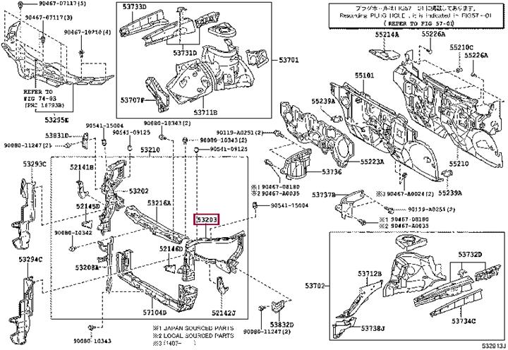532030T011 Toyota Кріплення радіатора
