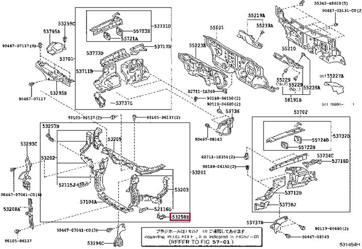 5325848040 Toyota Кронштейн радиатора