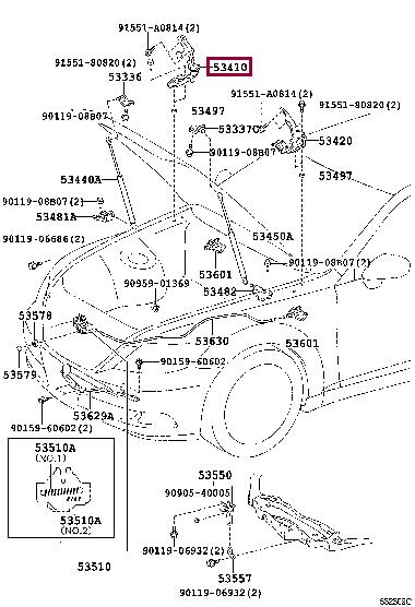 5341050080 Toyota Петля капота правая